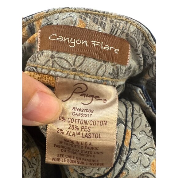 Paige Canyon Flare Womens Size 26 Dark Wash Flared Denim Jeans Made In USA - Picture 6 of 7